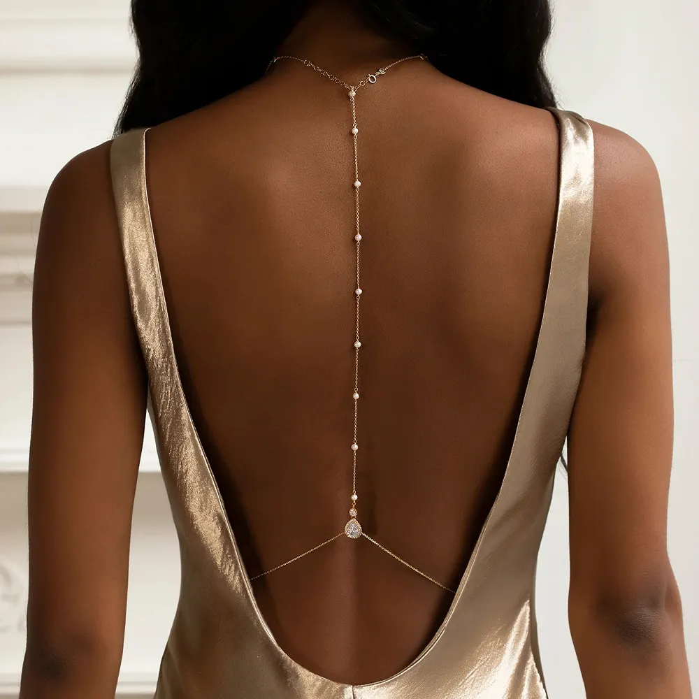 Women Accessories Dropshipping - Fashion Bridal Back Chain Jewelry Pearl