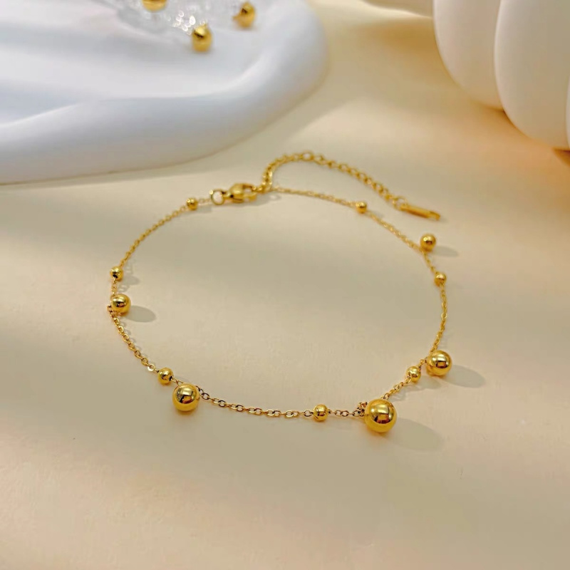 18k gold ball round bead ankle – Beaded Anklet Chain Bewertung und Preis