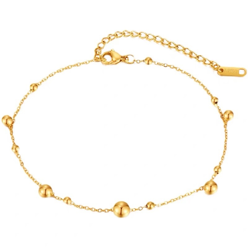 18k gold ball round bead ankle – Beaded Anklet Chain Bewertung und Preis