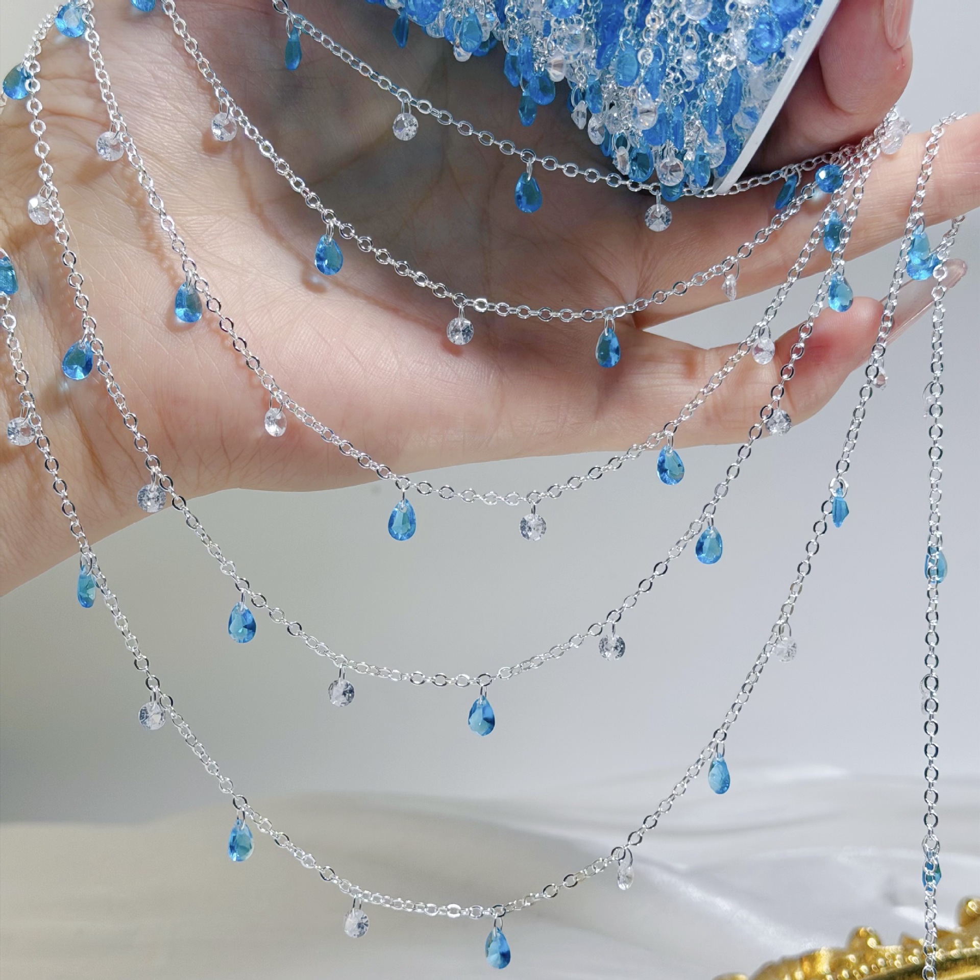 0.51/2 M Summer Blue Clear Cry – Beaded Anklet Chain Bewertung und Preis