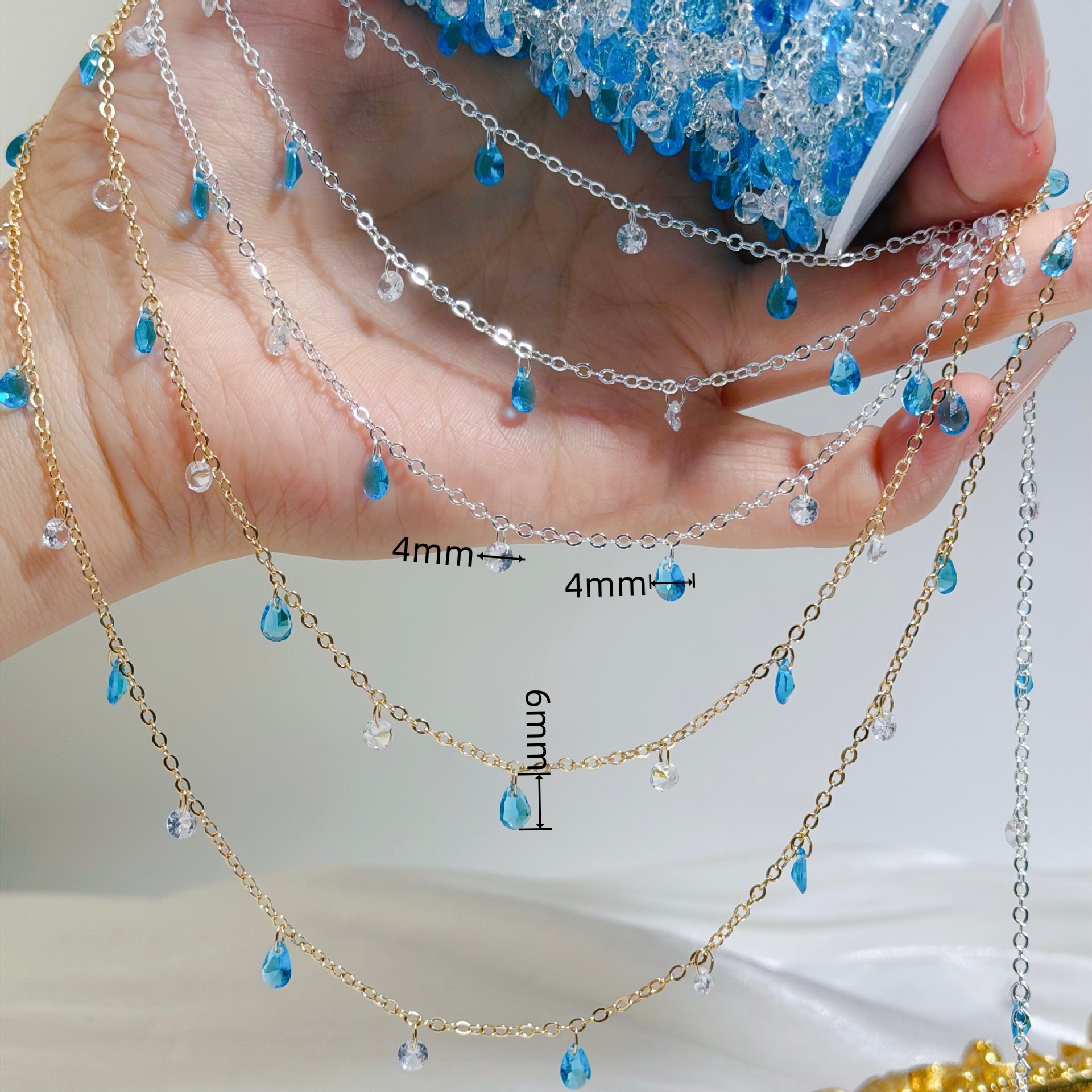 0.51/2 M Summer Blue Clear Cry – Beaded Anklet Chain Bewertung und Preis