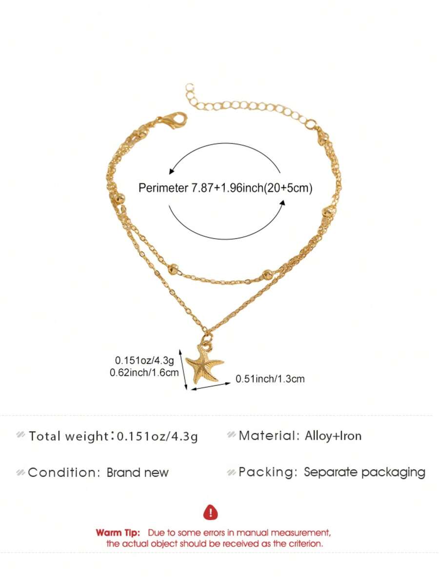 Gold Double-Chain Seahorse Ank – Beaded Anklet Chain Bewertung und Preis