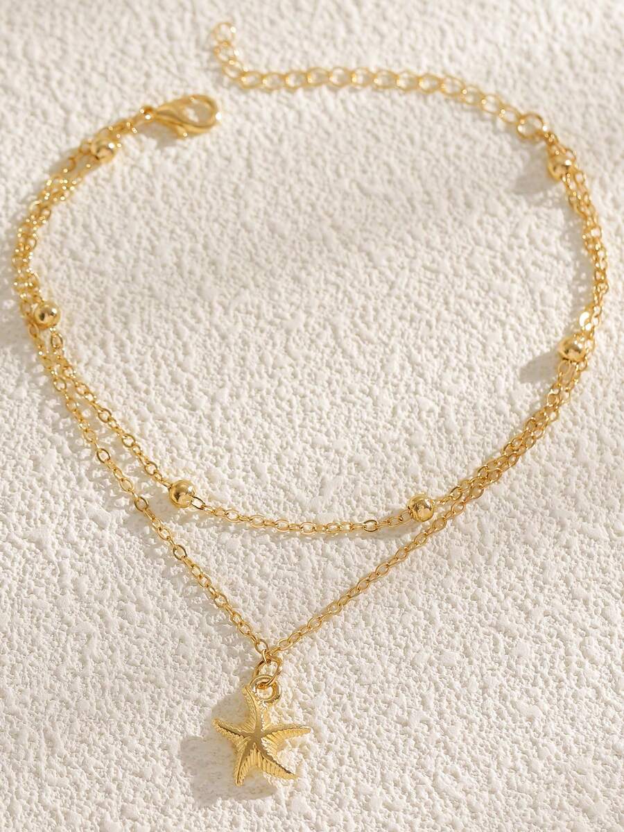 Gold Double-Chain Seahorse Ank – Beaded Anklet Chain Bewertung und Preis