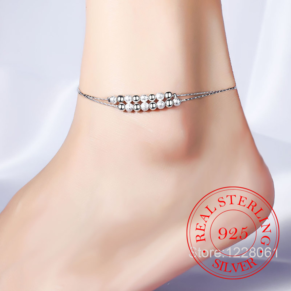925 Silver Double Layer Beaded – Beaded Anklet Chain Bewertung und Preis